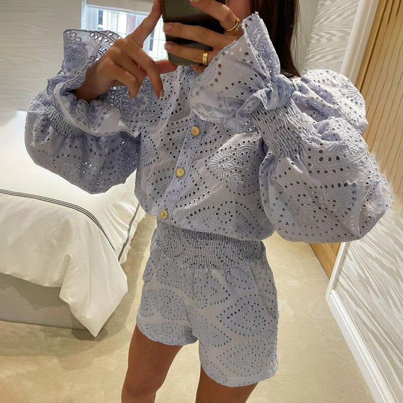 Poppy Hollow Out Coord Set