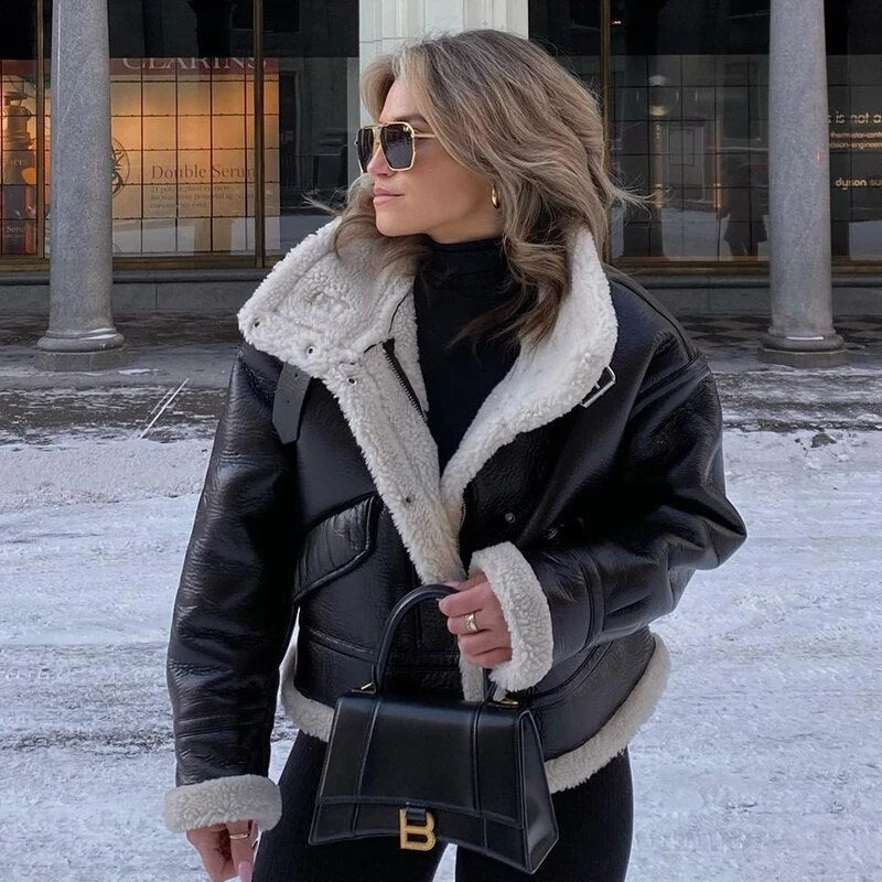 Alba leather Jacket with fur