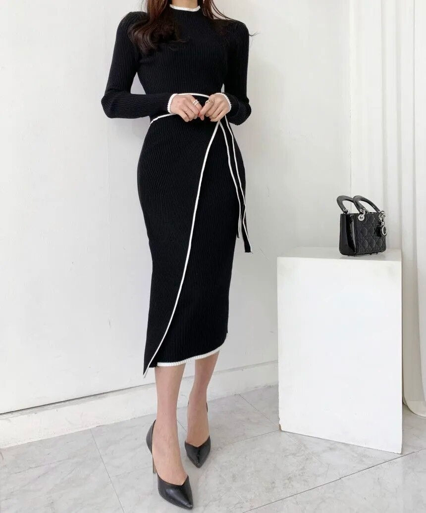 Crystal Knitted Dress with Coordinated belt