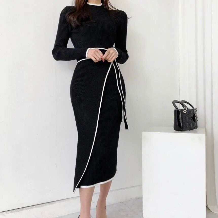 Crystal Knitted Dress with Coordinated belt