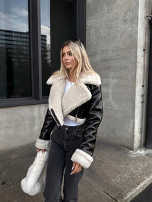 Yalda Short Jacket with faux leather finish