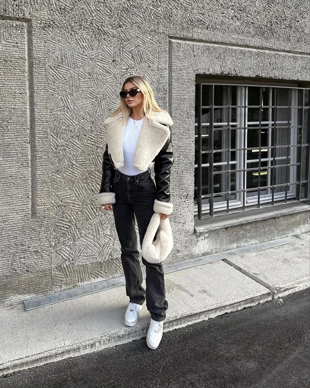 Yalda Short Jacket with faux leather finish