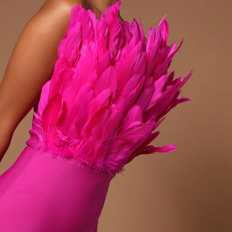 Liana Tube Dress with Feather Detailing