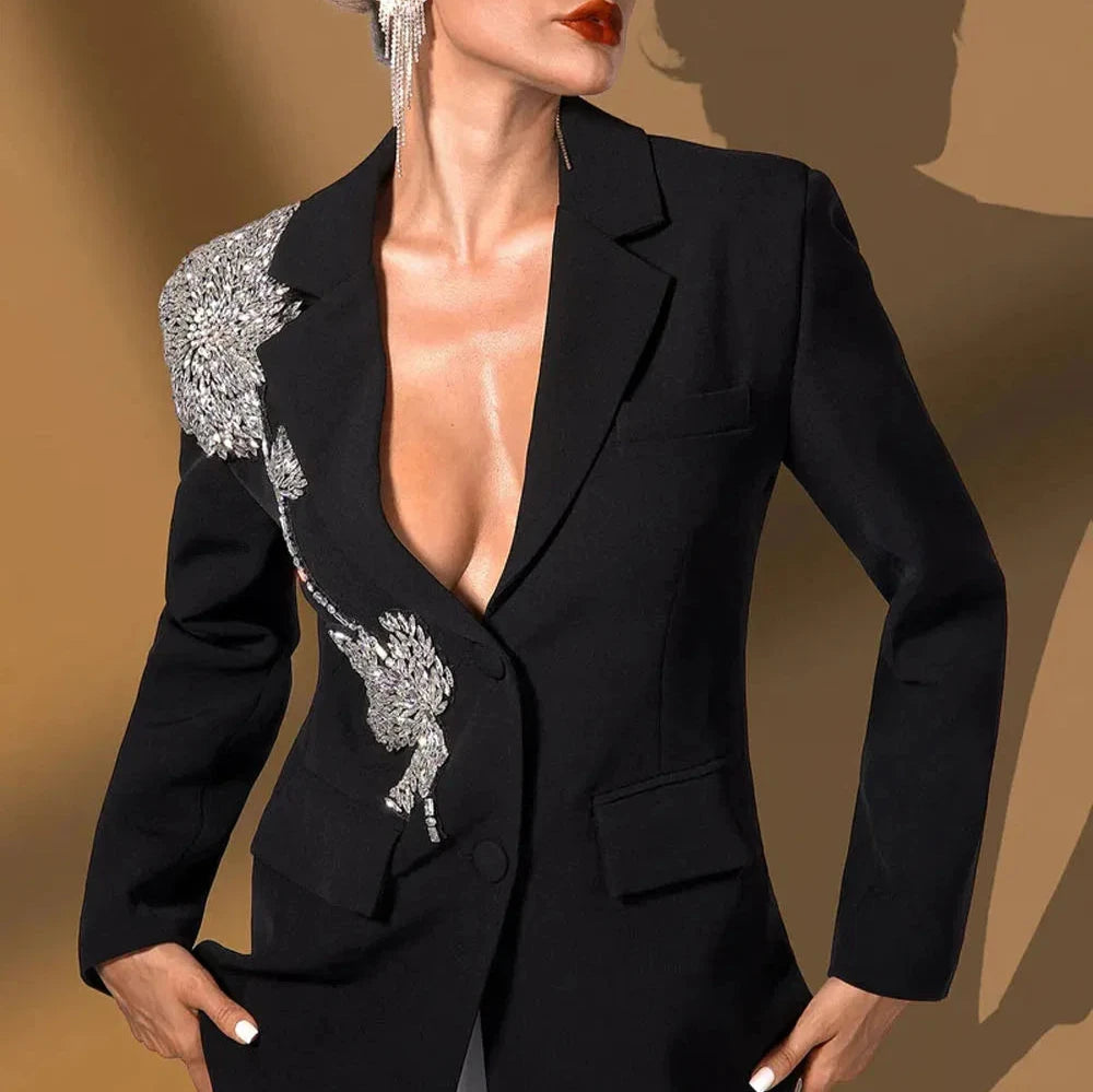 Barbella Embellished Patchwork Blazer