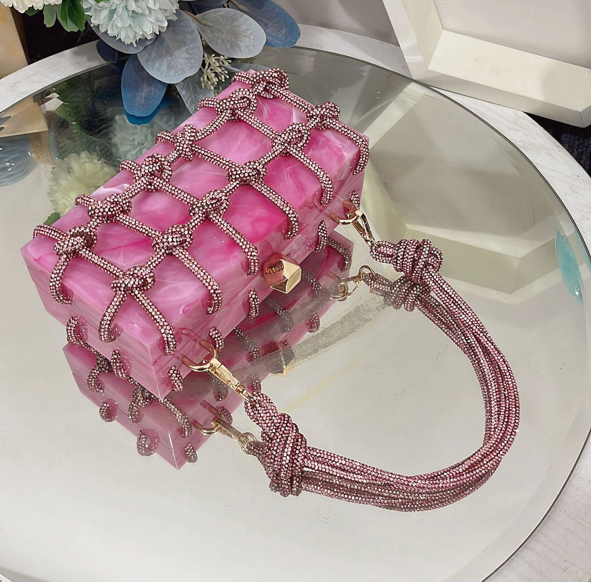 Luxury Rhinestone Marble Bag