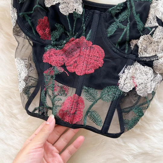 Audrina Embroidered Blouse and Skirt Set