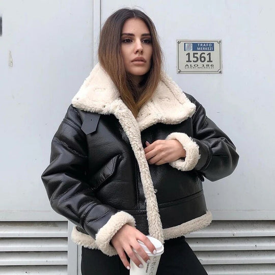 Alba leather Jacket with fur