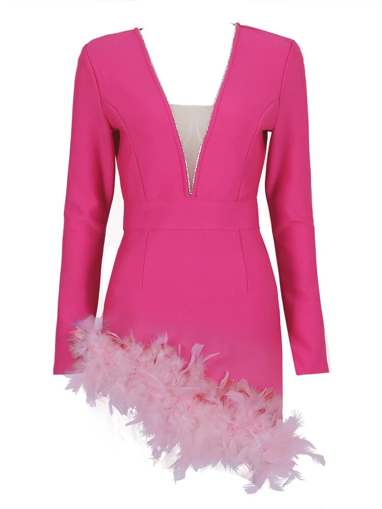 Victoria Bodycon Dress with Feather Detailing