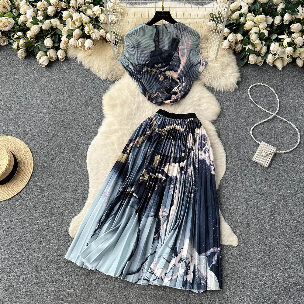 Laura Summer Set with Pleated Skirt