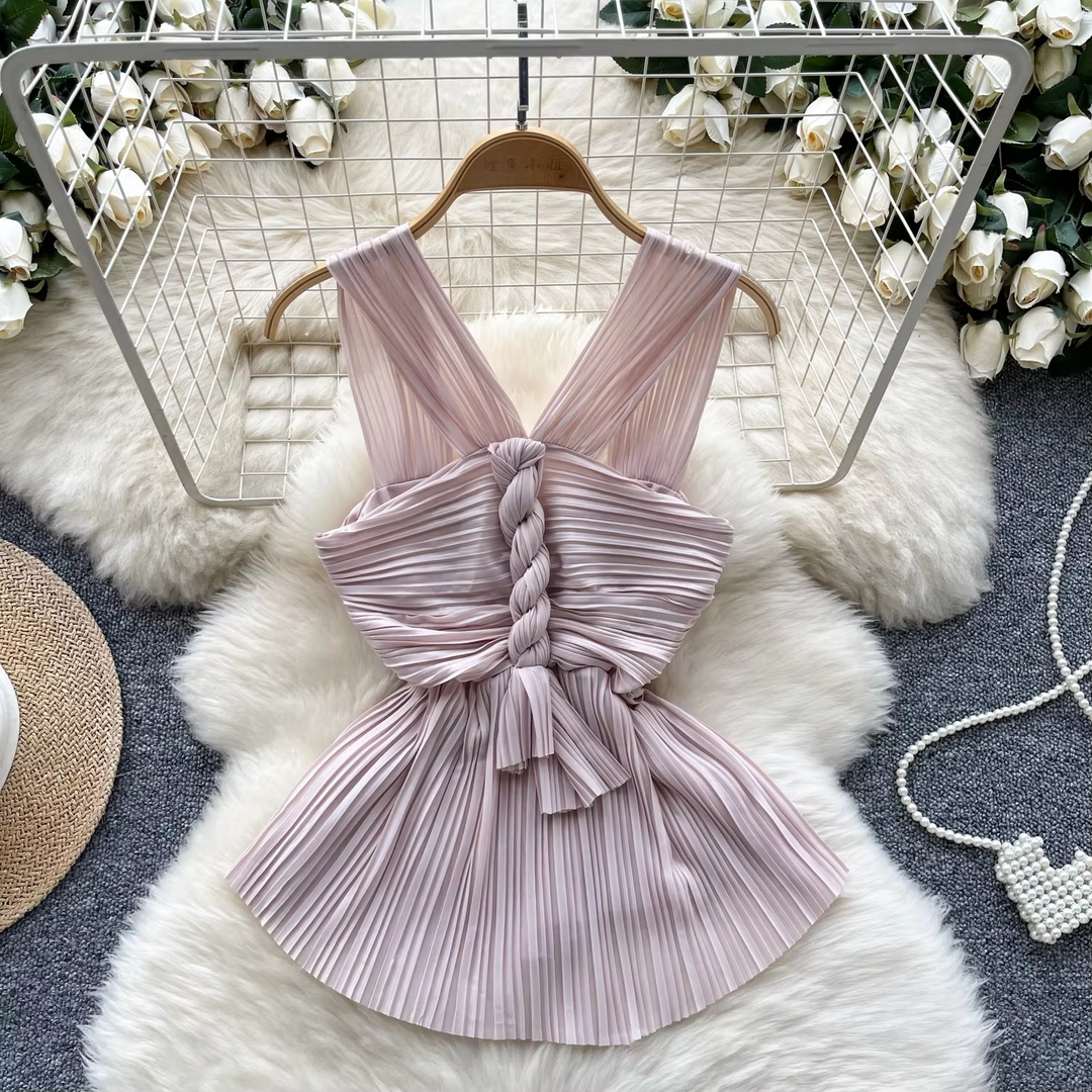 Linda Pleated Peplum Blouse