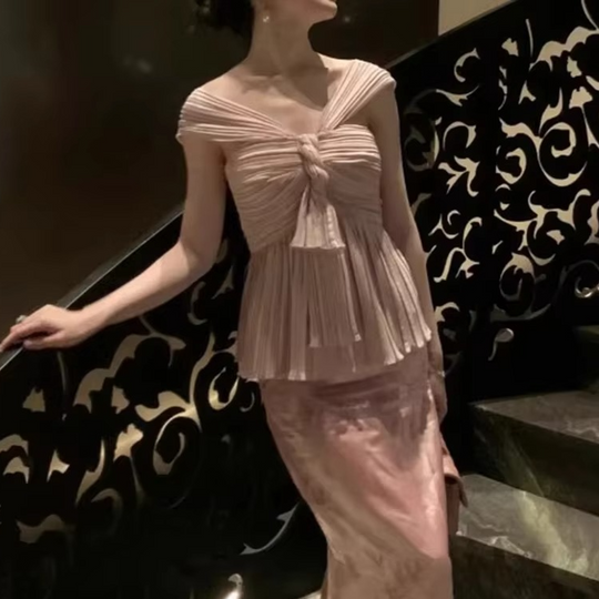 Linda Pleated Peplum Blouse