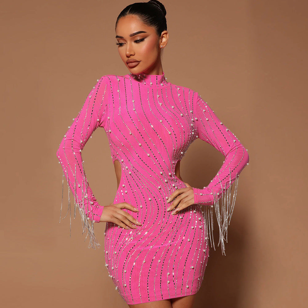 Medusa bodycon dress with sequin Detailing