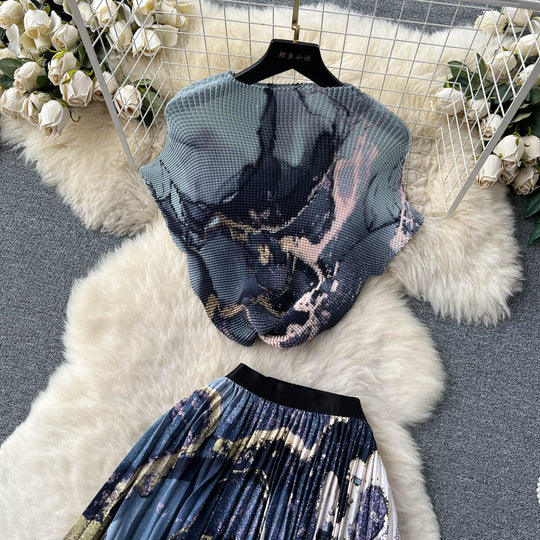 Laura Summer Set with Pleated Skirt