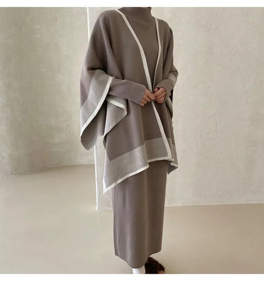 Bianca luxury Woolen Dress with Cover Up