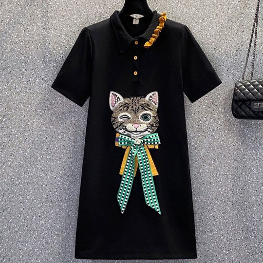 Anna Summer Polo Dress with 3D Print