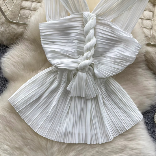 Linda Pleated Peplum Blouse