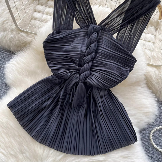 Linda Pleated Peplum Blouse