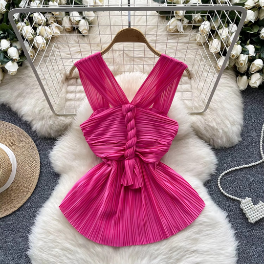 Linda Pleated Peplum Blouse