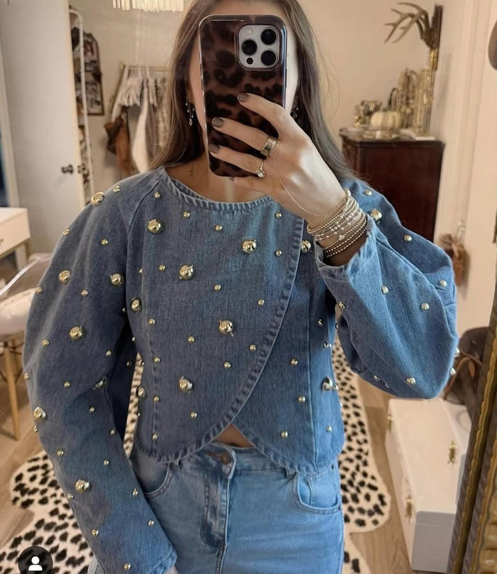 Miya Studded Denim Blouse