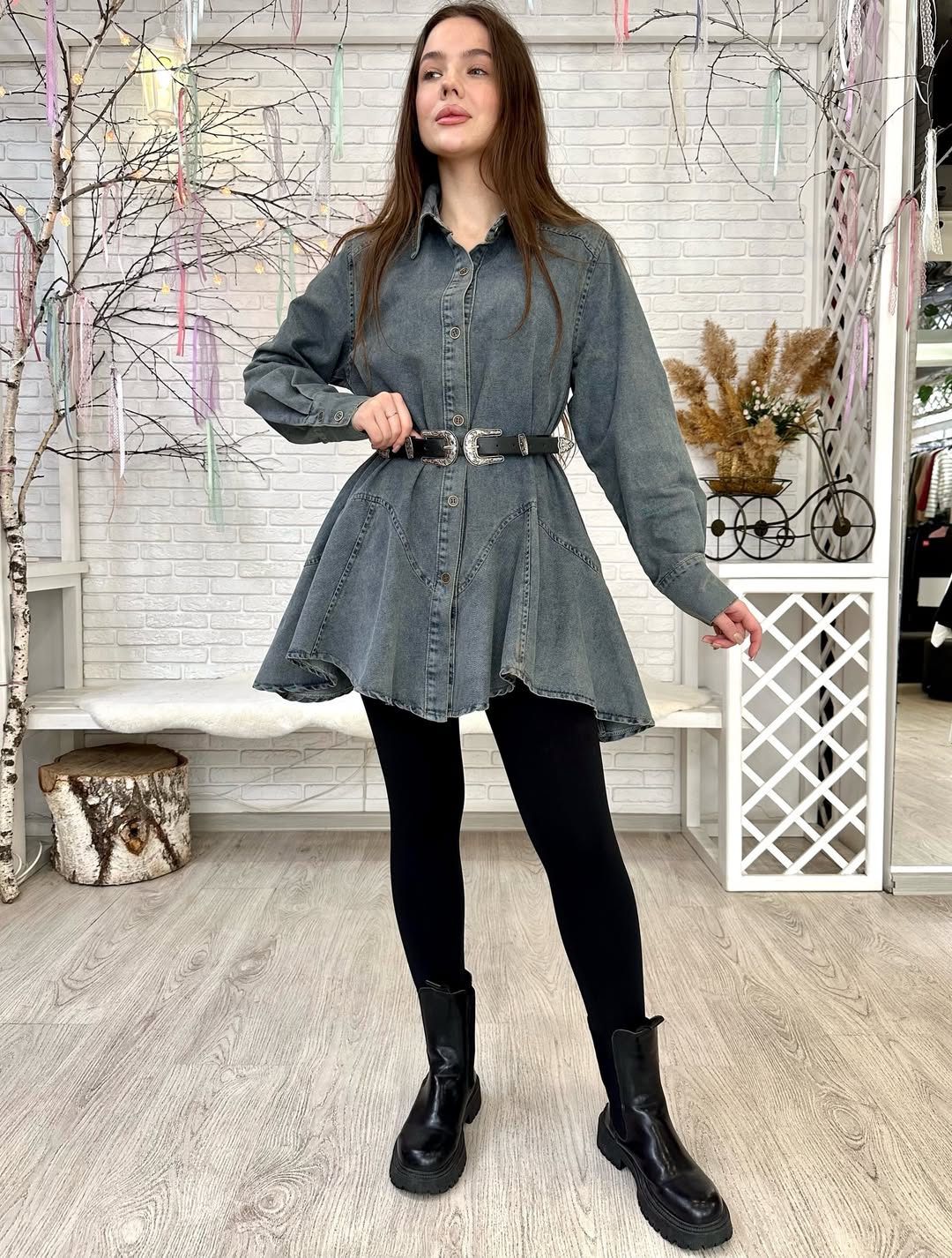 Katherine Denim Dress with Belt