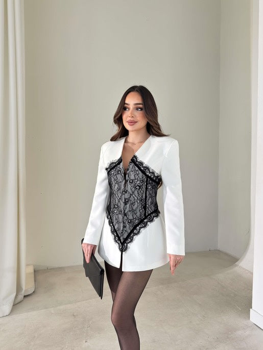 Velora Lace Embellished Blazer