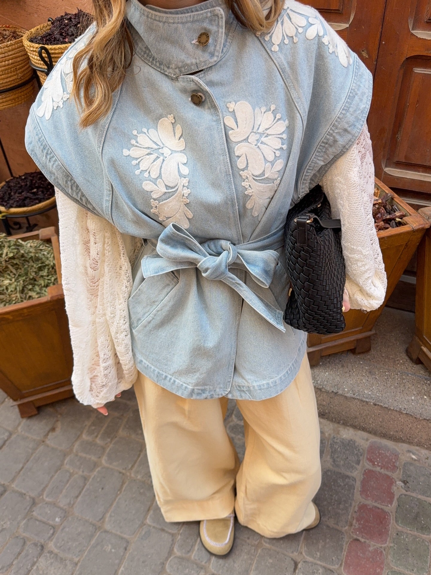 Lizzie Embroidered Denim Blouse