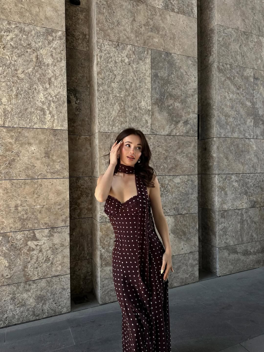Janet Polka Dot Dress with Scarf