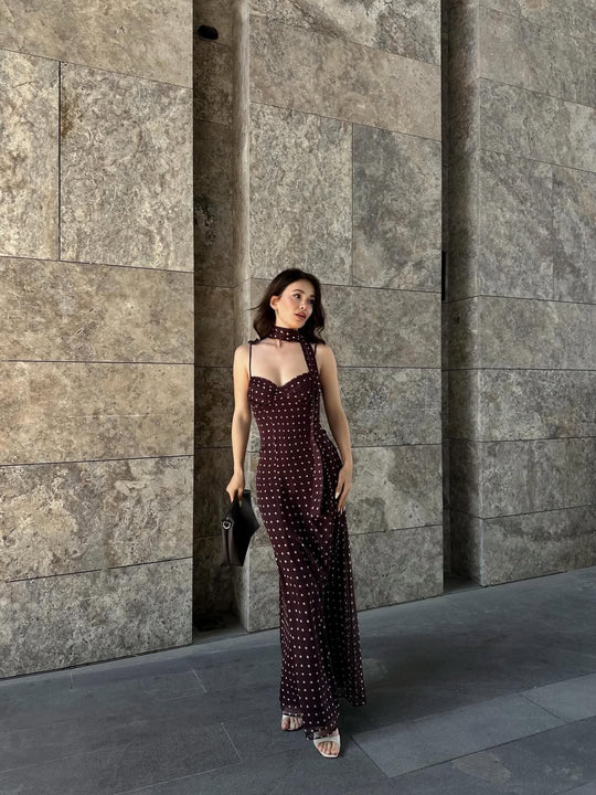 Janet Polka Dot Dress with Scarf