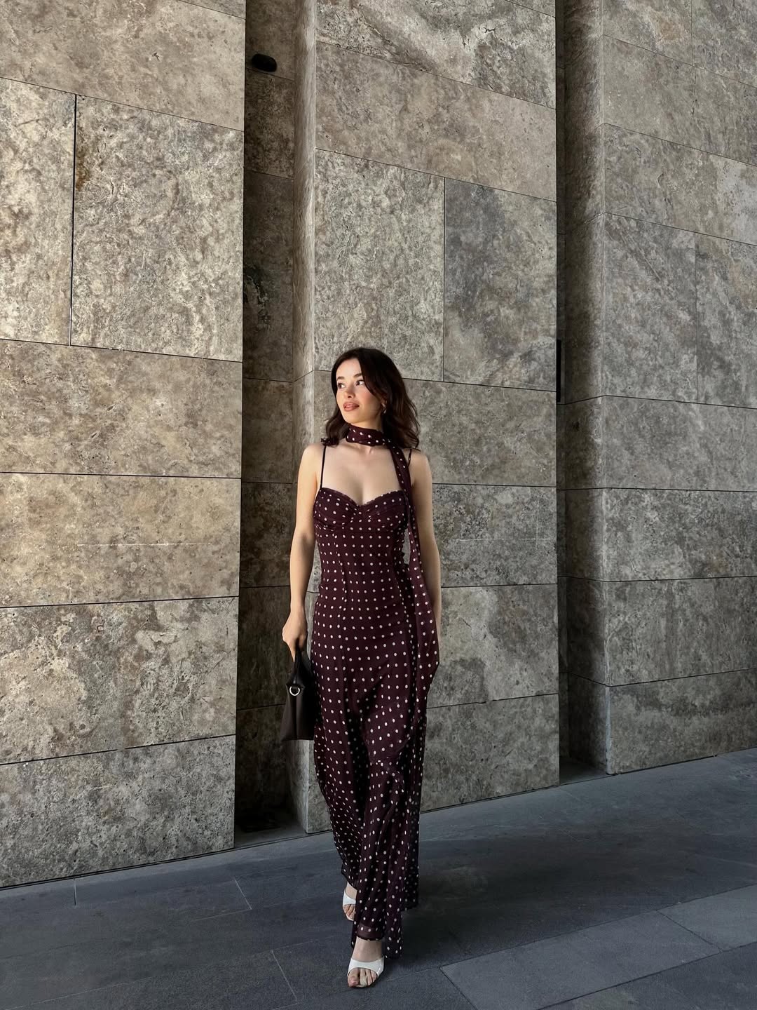 Janet Polka Dot Dress with Scarf