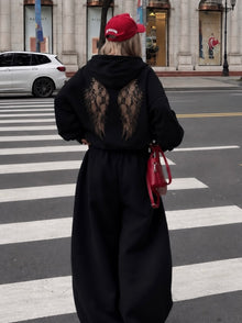 Hazel Sheer Mesh Wings Oversized Hoodie