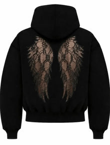 Hazel Sheer Mesh Wings Oversized Hoodie