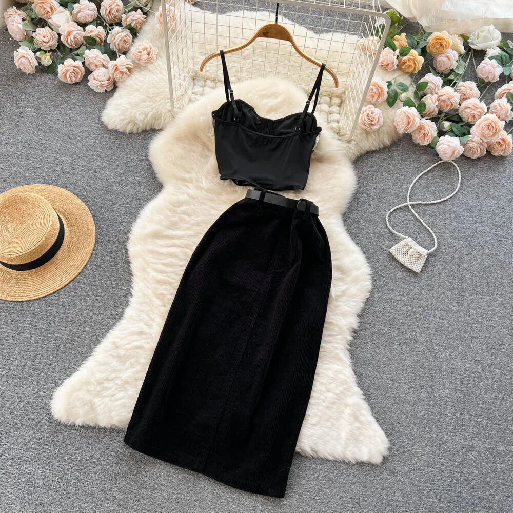 Audrina Embroidered Blouse and Skirt Set