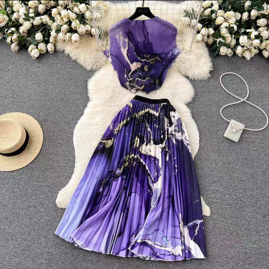 Laura Summer Set with Pleated Skirt