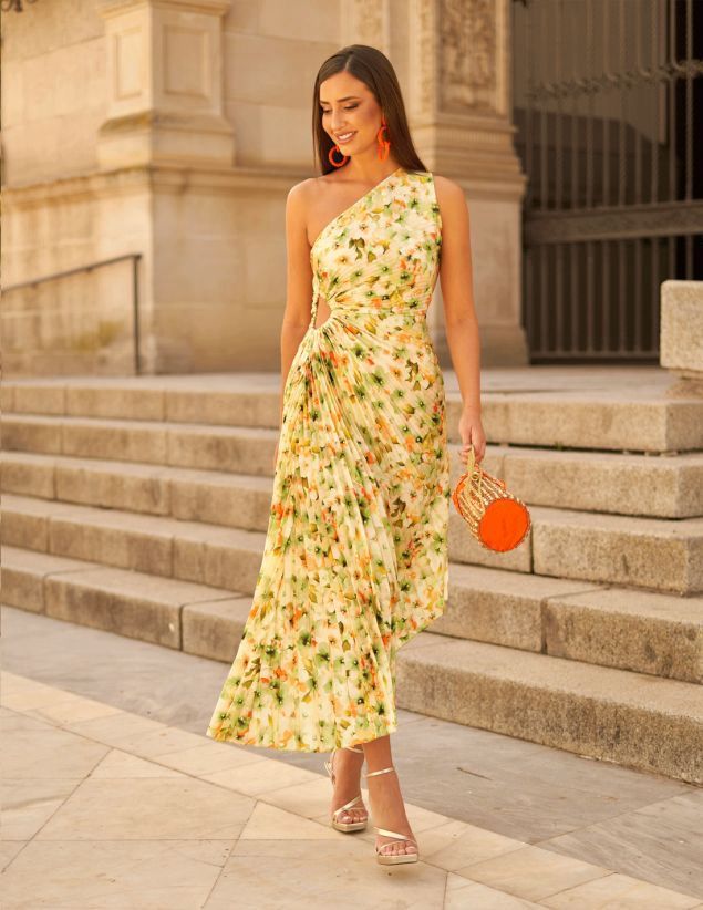 Elle Pleated Diagonal Dress