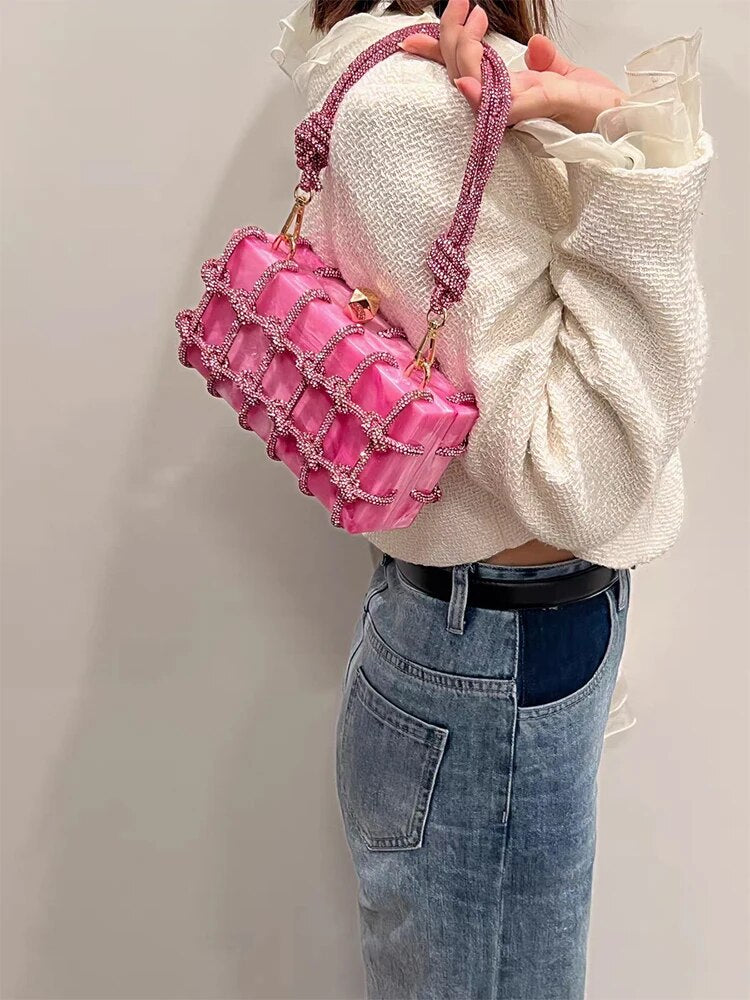 Luxury Rhinestone Marble Bag