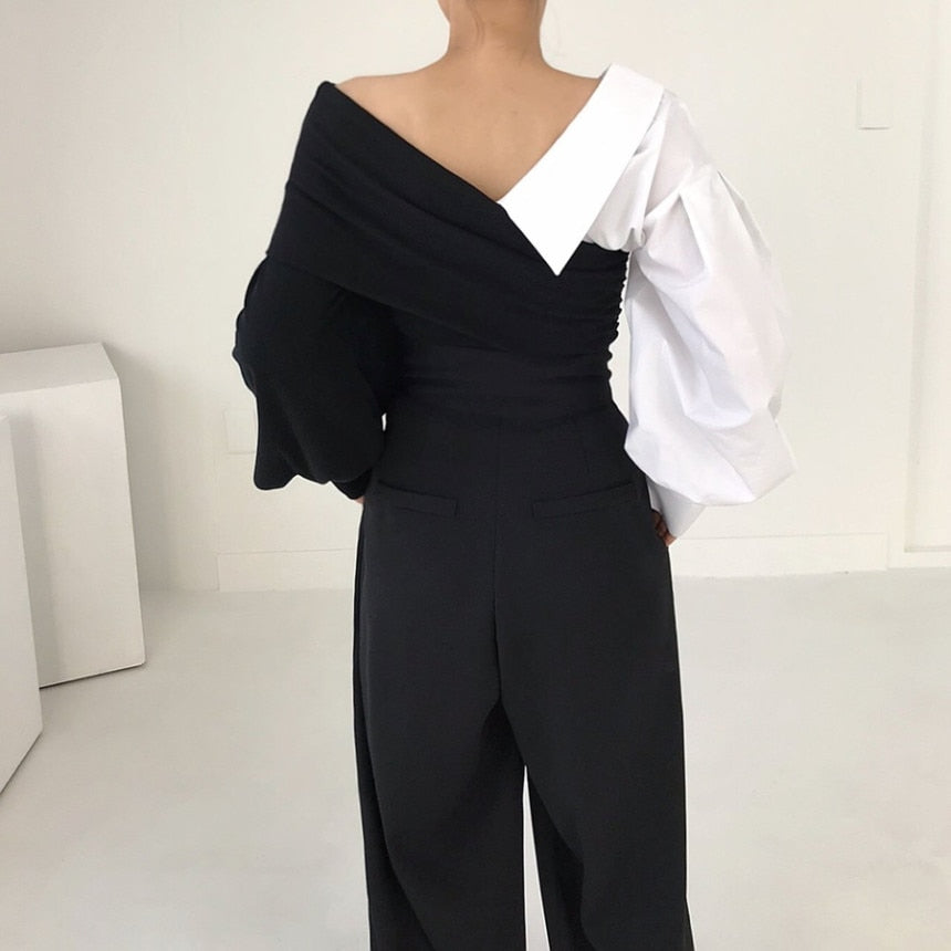 Genevieve Contrasting Statement Blouse