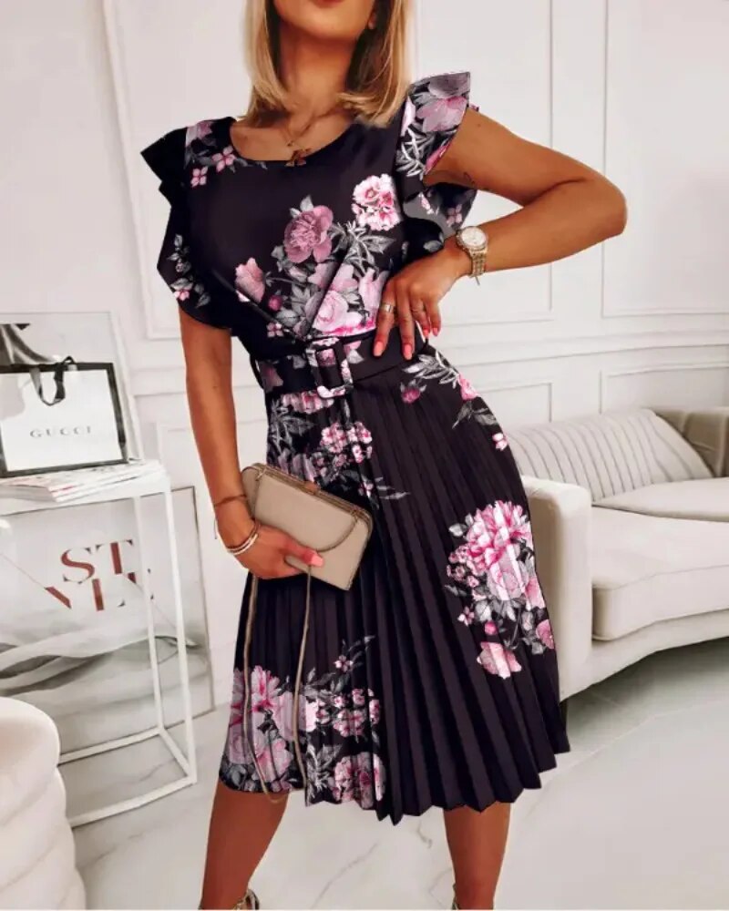 Ariana Midi Dress with Belt