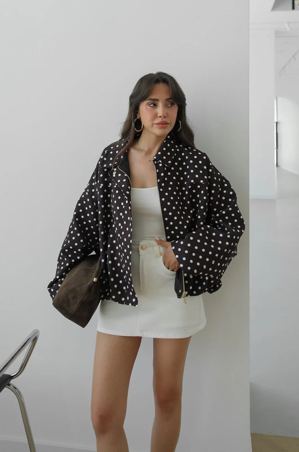 Belinda Polka Dot Bomber Jacket
