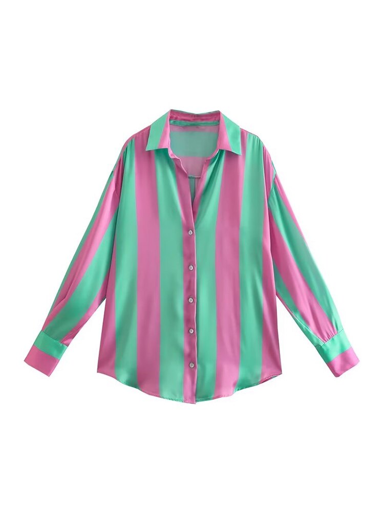 Claire Color Block Satin Shirt