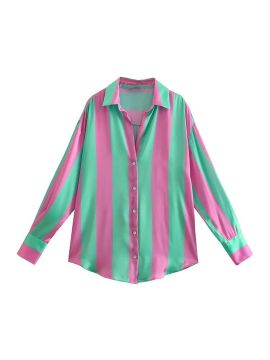 Claire Color Block Satin Shirt