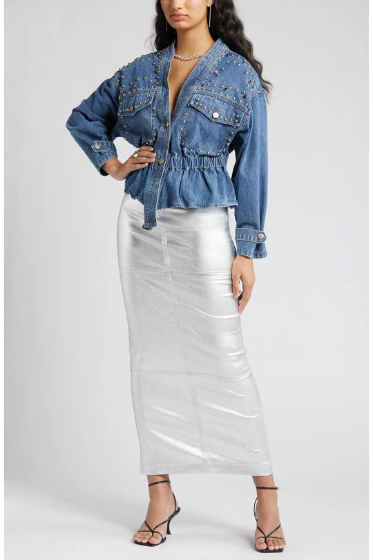 Rivet Studded Denim Blouse