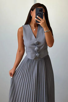 Helena Luxe Vest Suit With Skirt