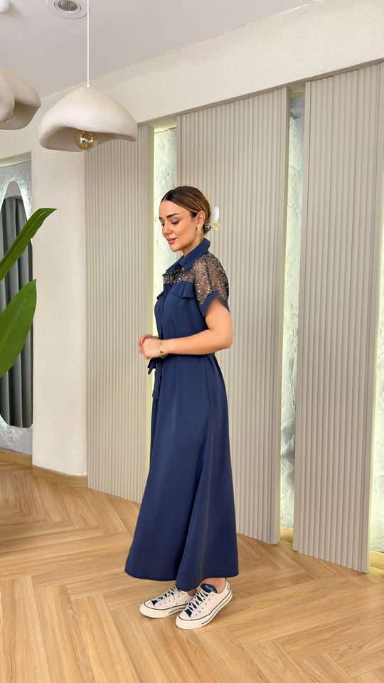Jennifer Sequin Open Work Dress