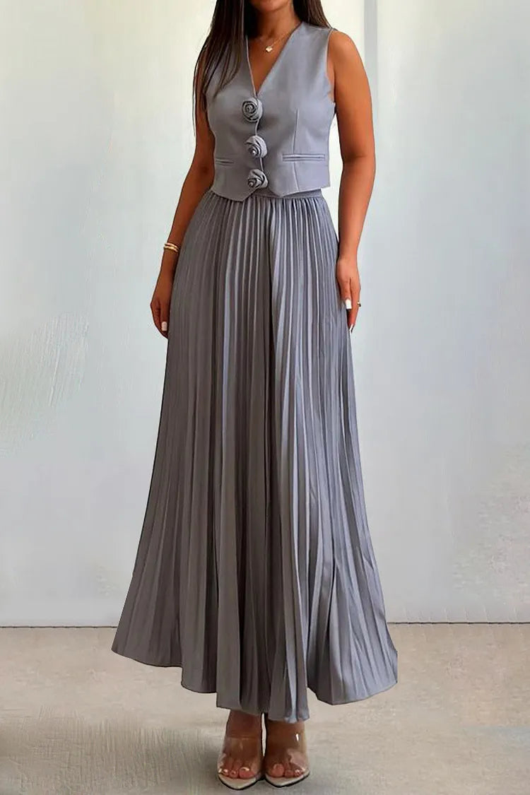 Helena Luxe Vest Suit With Skirt