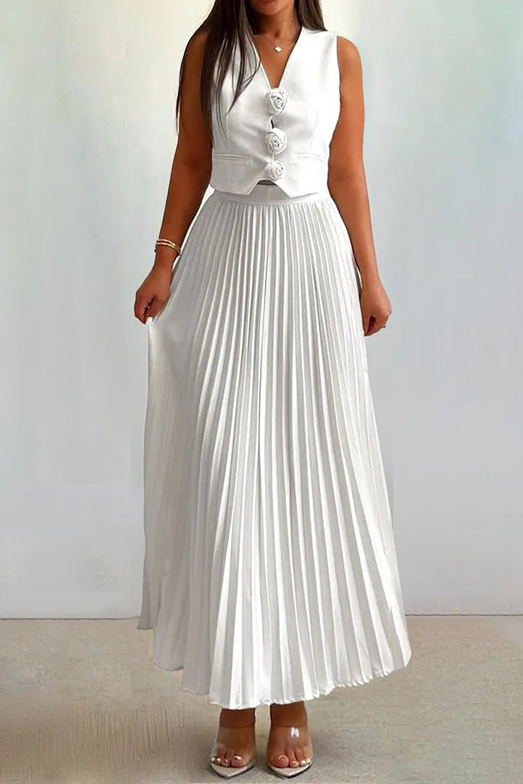 Helena Luxe Vest Suit With Skirt