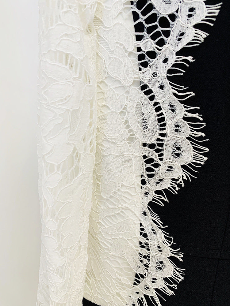 Maira Lace Panel Blazer Set