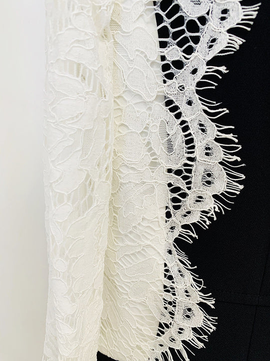 Maira Lace Panel Blazer Set