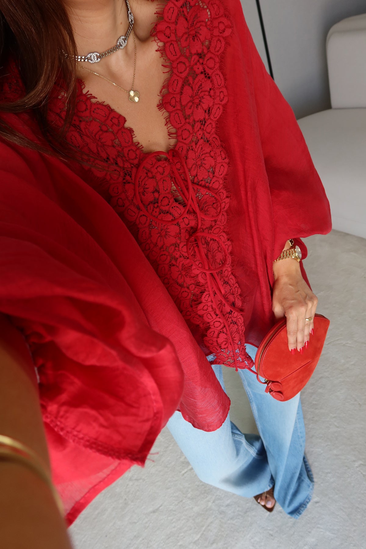 Julie Lace Kimono with Balloon Sleeves