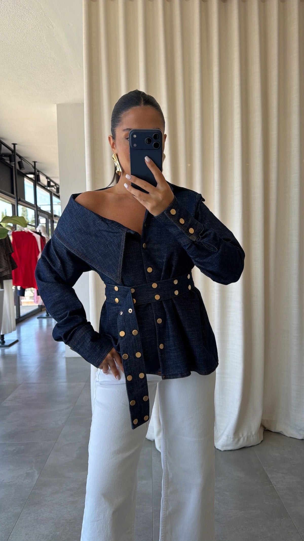 Diana Studded Denim Blouse