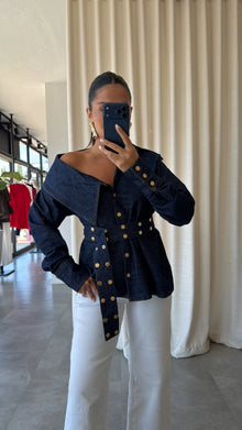 Diana Studded Denim Blouse